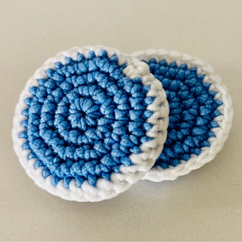 Handmade Light Blue and White Crochet Scrubbies